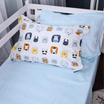 Простынь на резинке MirSon 90x200+25 см Line Kids 09 Sleeping Animals поплин (2200009720710)