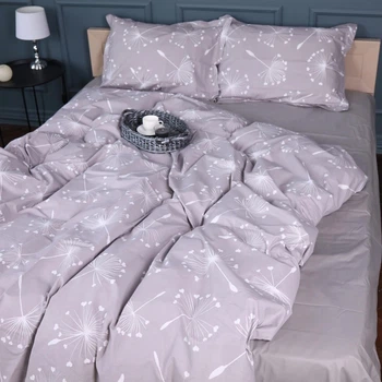 Комплект постільної білизни MirSon Сімейний 2 x 160 x 220 см 00-3 Grey Dandelions Поплін (2200009701566)