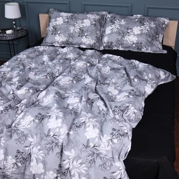 Комплект постільної білизни MirSon Сімейний 2 x 160 x 220 см 00-8 Black Flowers Поплін (2200009707896)