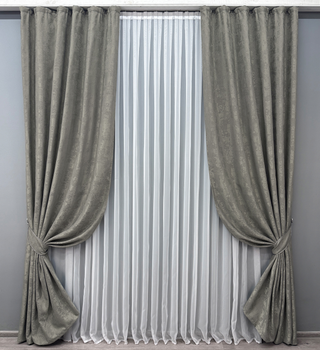 Комплект штор VR-Textil Жаккард Sultan Сірий 150x275 см 2 шт (30-652)