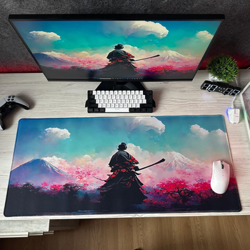 Коврик для мыши и клавиатуры YL XL08 с принтом Samurai Sakura 900х400 игровая поверхность Speed