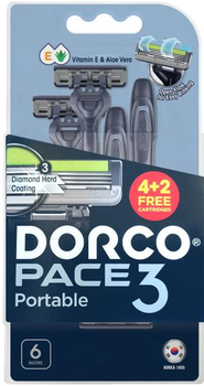 Одноразовий станок для гоління чоловічий Dorco PACE 3 леза 4+2 шт