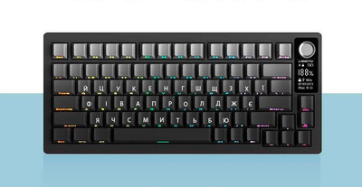 Механическая беспроводная клавиатура LANGTU LT75 с переключателями hotswap, Type-C, Bluetooth, 2,4 ГГц, RGB подсветка, 75 клавиш (раскладка ENG-UA, QWERTY) - Черная