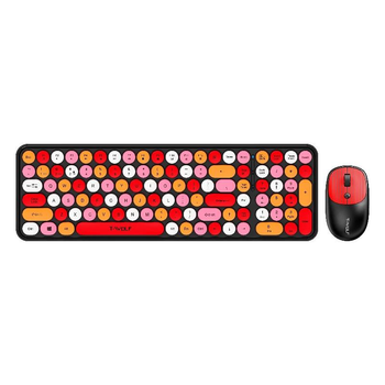 Беспроводная клавиатура и мышь TWolf TF350 Colorful, 2.4G, 800-1600DPI, Черный/Красный