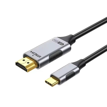 Кабель Type-C - HDMI 4k@60Hz, 1m, PVC (ПВХ), металл, (адаптер/переходник), Black-Grey TH0012-MPV1-460KG