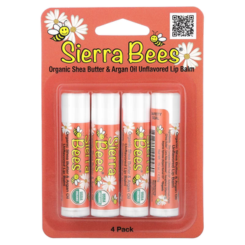 Органические бальзамы для губ Sierra Bees масло ши и аргановое масло 4 шт. по 4,25 г