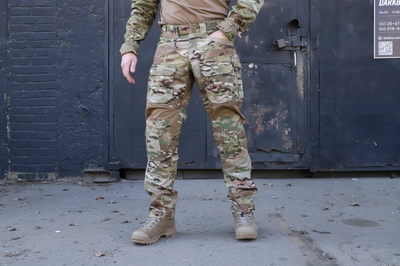 Штани тактичні з наколінниками PREDATOR, 50/50 NyCo Original Multicam VTX Rip-stop, Flex Coyote розмір 72, RAPTOR TAC