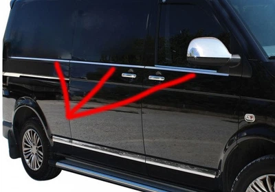 Volkswagen T5 2010-2015, короткая база - Нижняя окантовка стекол (6 частей, нержавеющая сталь)