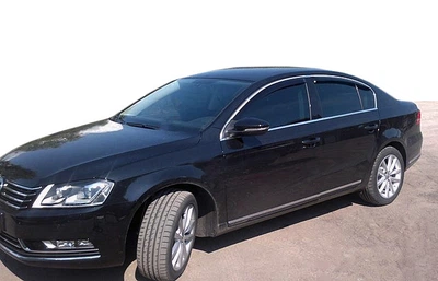 Ветровики с хромированным молдингом SD (4 шт, HIC) для Volkswagen Passat B6 2006-2012 годов.