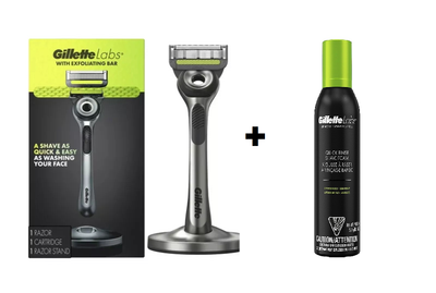 Подарочный комплект для мужчин Gillette Labs бритва с магнитной подставкой и гель-пеной для бритья 240 мл