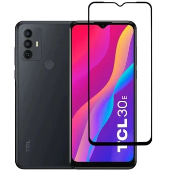 Защитное стекло Fiji Premium для TCL 30E (6127I) полная проклейка Anti-Static черный