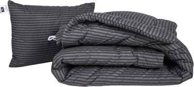 Набір MirSon №1057 Сolor Fun Line Ковдра зимова Полуторна 155х215 см 17-0611 Stripe Black EcoSilk + Подушка 50x70 см (2200010867084)