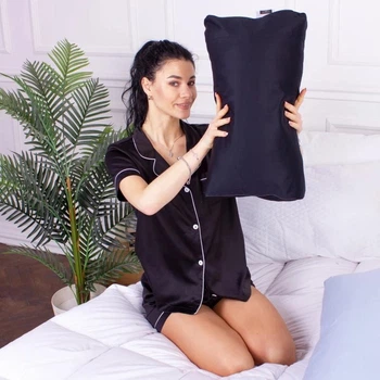 Подушка ортопедическая MirSon Стружка Memory №4216 Delicate satin 0848 Blue Black Kiddy 50х29х8 см (2200006424314)