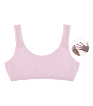 Подростковый топ однотонный с прозрачной вставкой на бретелях - Donella - 6071P - 158-164 см - Светло-розовый