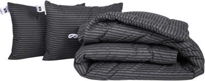 Набір MirSon №1074 Сolor Fun Line Ковдра демісезонна Полуторна 155х215 см 17-0611 Stripe Black Tencel + Дві подушки 50x70 см (2200010876123)