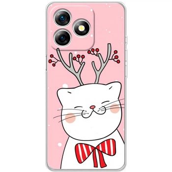 Силиконовый Чехол с Картинкой для Ulefone Note 18 Pro Принт (Новогодний, Котик с Рожками) (65171-ysm1888)