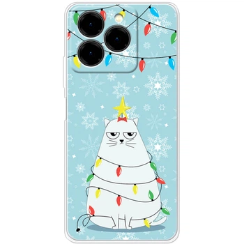 Силиконовый Чехол с Картинкой для Ulefone Note 20 Pro Принт (Новогодний, Кот в Гирлянде) (65172-ysm2273)