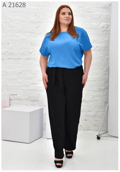 Літній костюм із брюками великого розміру UF-fashion МА-21628 74 блакитний з чорним