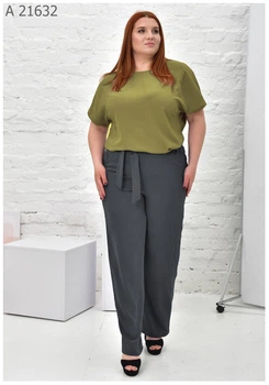 Літній жіночий костюм великого розміру UF-fashion МА-21632 70 сіро-зелений