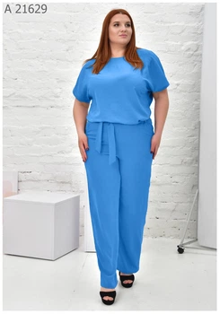 Літній жіночий костюм великого розміру UF-fashion МА-21629 70 блакитний