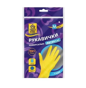 Перчатки хозяйственные Family Home универсальные латексные М 1 шт.