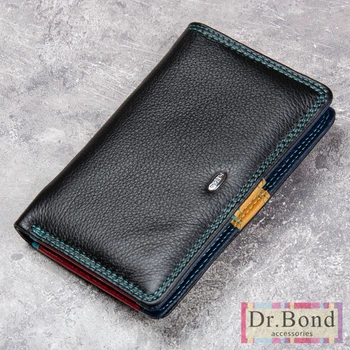 Женский кошелек Rainbow из натуральной кожи DR. BOND PR-210302-34615 черный
