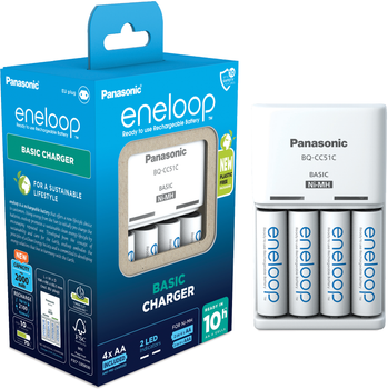 Зарядное устройство Panasonic Basic Charger + Eneloop 4 AA 2000 mAh NI-MH (5410853063896)