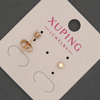 Серьги-пусеты Xuping с радужным кристаллом, диаметр около 3 мм, позолота 18К, ida55359