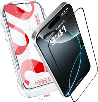 Защитное стекло с аппликатором Intaleo MagicBox для Apple iPhone 16 Pro/Iphone 17 Black (4820266742911)