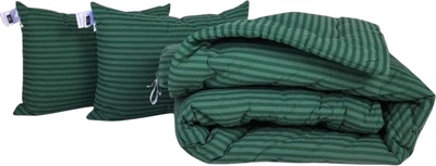 Набір MirSon №1052 Сolor Fun Line Ковдра зимова Двоспальна 172х205 см 17-0612 Stripe Emerald Silk + Дві подушки 50x70 см (2200010884340)