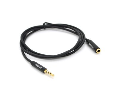 Подовжувач VEGGIEG AFB-2 Audio DC3.5 тато-мама 2.0м, GOLD Stereo Jack, (круглий) Black cable, Пакет Q500