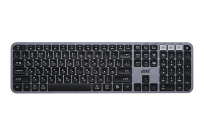 Клавіатура мембранна 2E KS240 110key, WL/BT, EN/UK, сіро-чорний