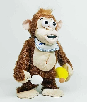 Интерактивная игрушка Обезьяна с бананом, 30 см, коричневая K60403-1