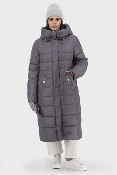 Жіночий зимовий стьобаний пуховик біопух casual з капюшоном Snow Owl (сірий, 2XL), 31924, 28552
