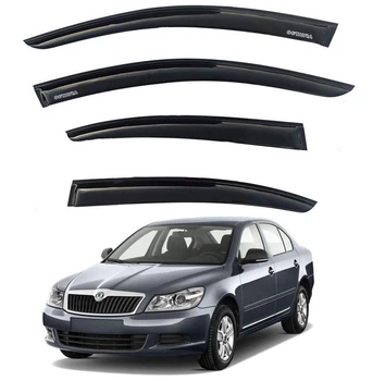Дефлектори вікон вітровики Skoda Octavia A5 Liftback 2004-2013 Скотч 3M Voron Glass
