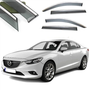 Дефлектори вікон вітровики Benke для Mazda 6 GJ 2012- Хром Молдинг З Нержавіючої Сталі 3D (BMDM61423-W/S)