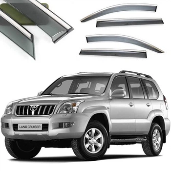 Дефлектори вікон вітровики Benke для Toyota Prado FJ120 / GX470 2003- (Хром Молдинг Нержавіючої 3D)