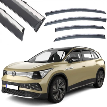 Дефлектори вікон вітровики для Volkswagen ID 6 2021- Хром Молдинг З Нержавіючої Сталі 3D (BVWID62123-W/S)