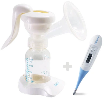 Механический молокоотсос BabyOno Naturel (053) + термометр (118)