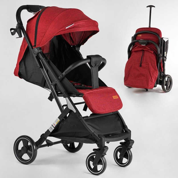 Коляска прогулочная детская JOY Comfort цвет красный, рама сталь с алюминием, футкавер, подстаканник, телескопическая ручка L-52304