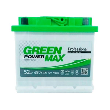 Аккумулятор автомобильный 52Ач 480А "+" справа Green Power, 22374