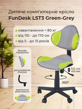 Детское компьютерное кресло FunDesk LST3 Green-Grey