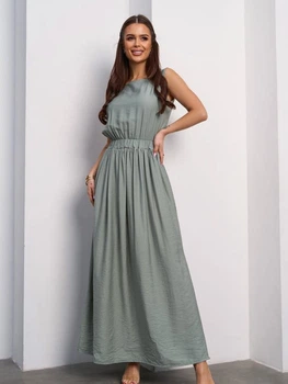 Платье длинное летнее женское ISSA PLUS 14063A 2XL Оливковое (2007682699995)