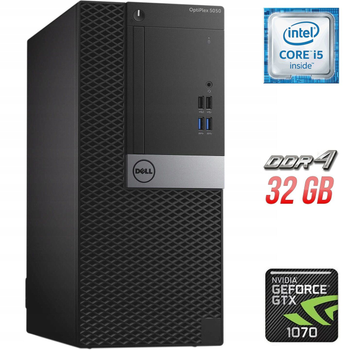 Игровой ПК Dell OptiPlex 5050 Tower / Intel Core i5-6500 (4 ядра по 3.2 - 3.6 GHz) / 32 GB DDR4 / 500 GB SSD + 1000 GB SSD / nVidia GeForce GTX 1070, 8 GB GDDR5, 256-bit б/у