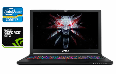 Ігровий ноутбук MSI GS63 / 15.6" (1920x1080) IPS / Intel Core i7-6700HQ (4 (8) ядра по 2.6 - 3.5 GHz) / 16 GB DDR4 / 256 GB SSD + 1000 GB HDD / nVidia GeForce GTX 1060, 6 GB GDDR5, 192-bit / WebCam / Windows 10 б/в