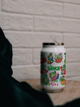 Термос с трубочкой Marmyza Гринч Grinch "Стикеры" - 300 мл