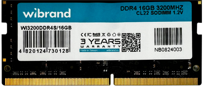 Оперативна пам'ять Wibrand SODIMM DDR4-3200 16384MB PC4-25600 (WI3200DDR4S/16GB)