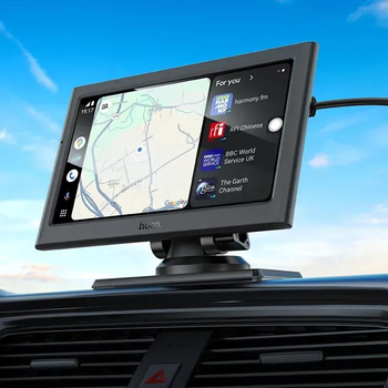 Автомобільний бездротовий портативний сенсорний екран HOCO HU2 (CarPlay, Android AUTO) Чорний