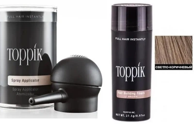 Загуститель для волос Toppik (Light Brown) Светло-коричневый + Насадка для распыления Toppik