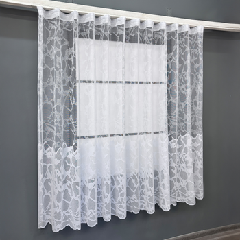 Тюль жакард VR-Textil № 1523т Арка на кухню колір білий 300х160 см (53-0013)